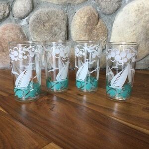 ✔️ Vintage Hazel Atlas Sailing Drinking Glasses Set of 4